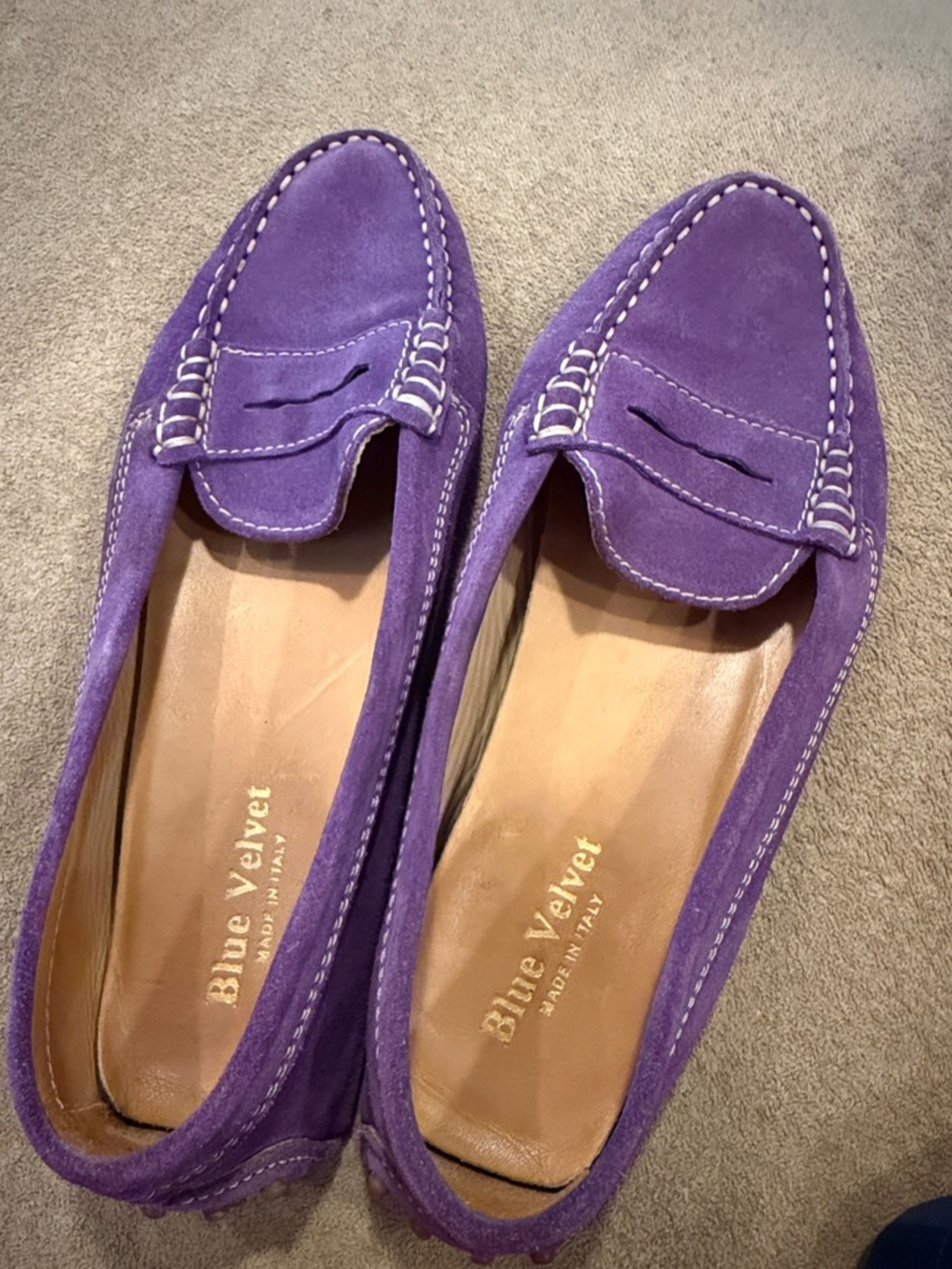 Blue Velvet Purple Suede Penny Loafers - Women purple size 38 Made in Italy